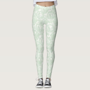 Leggings Vert Menthe Toile Vintage Couples & Scène de Jardi