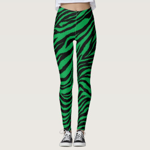 LEGGINGS VERT MOYEN DE RAYURE