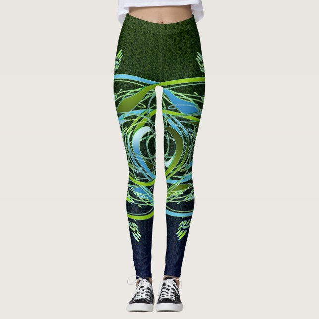 Leggings Vert n Flèches bleues (Devant)