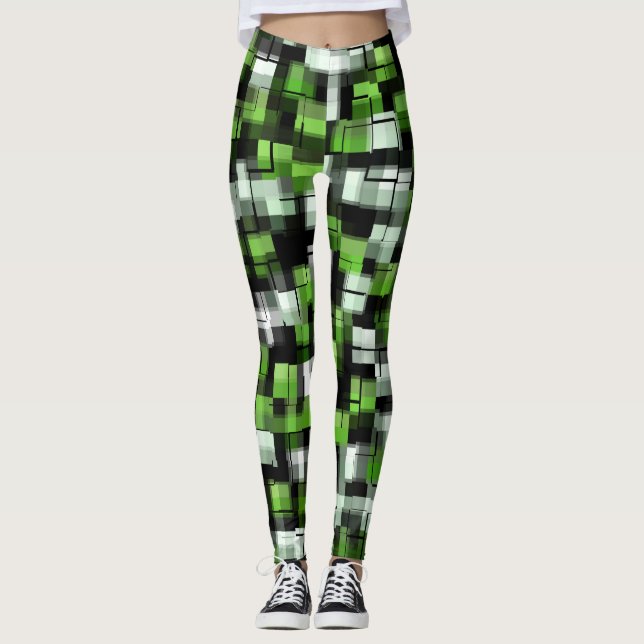 Leggings Vert noir blanc Motif moderne (Devant)