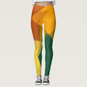 Leggings Vert orange Brown moderne Motif géométrique