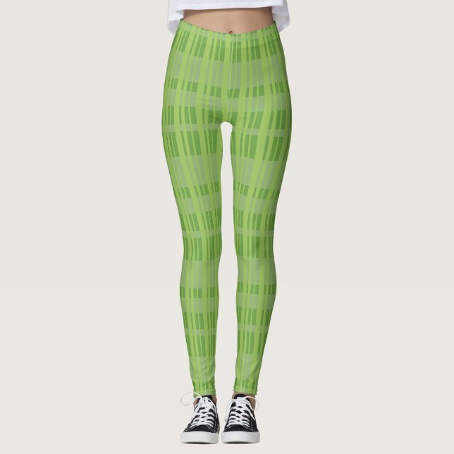 Leggings Vert Plaid Sur Les Légumineuses Vertes (Devant)