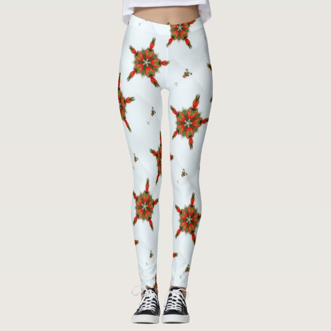 Leggings vert rouge étoiles (Devant)