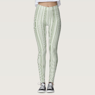 Leggings Vert sauge (clair, moyen, foncé) et rayures blanch