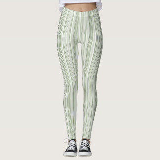 Leggings Vert sauge (clair, moyen, foncé) et rayures blanch
