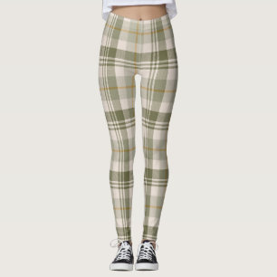 Leggings Vert sauge neutre motif carreau