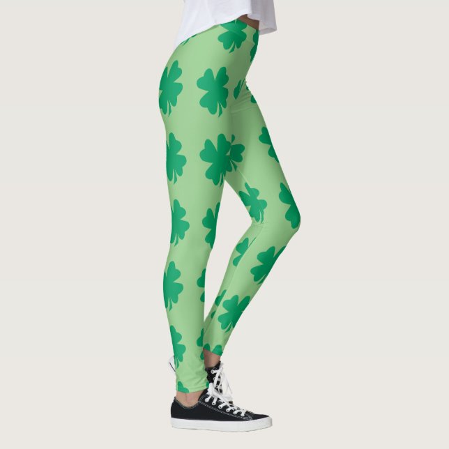 Leggings Vert sauge Saint-Patrick Shamrock Feuille Mignonne (Droite)