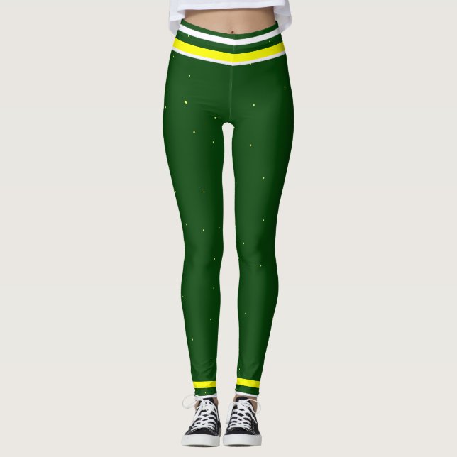 Leggings Vert sportif Jaune & Blanc (Devant)
