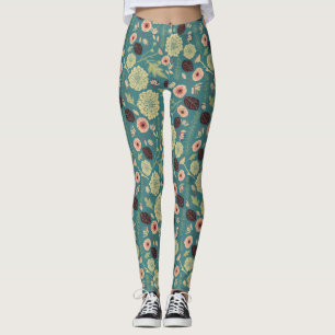 Leggings Vert Turquoise rose Floral Jouer Mix Motif