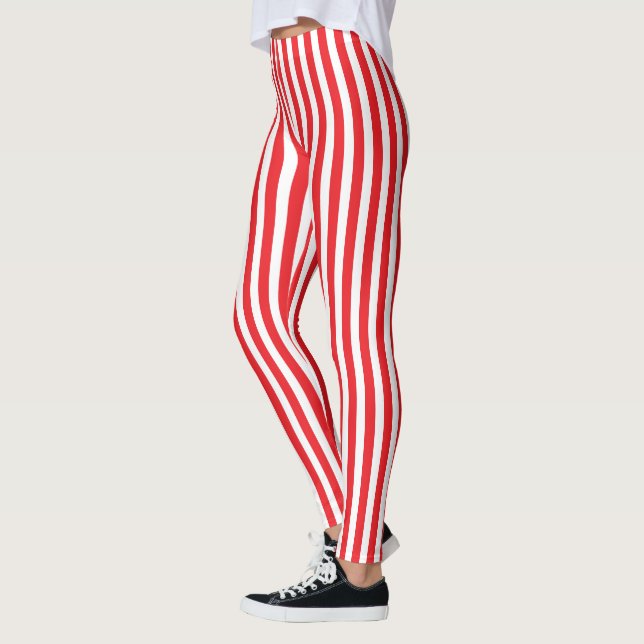 Leggings Verticale rouge et blanc de Noël triés (Gauche)