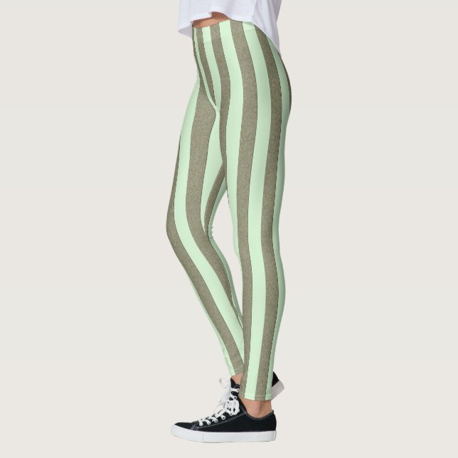 Leggings Verticale verte en pastel de rayures sur toute (Gauche)