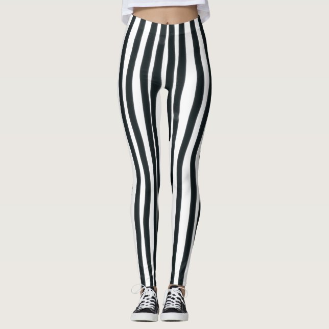Leggings verticaux noirs et blancs (Devant)