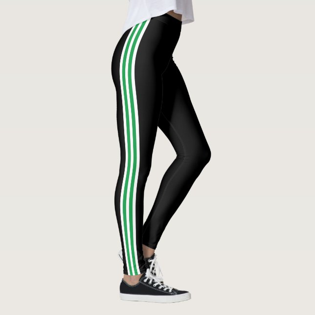 Leggings Verts et Blancs avec Rayure sur le Côté e (Droite)