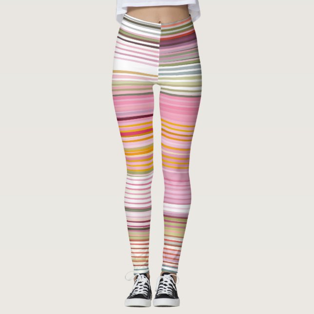 Leggings Vêtements actifs rayés rose multicolore (Devant)