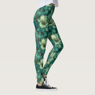 Leggings Vêtements de gym verts avec accent d'amaryllis Cad