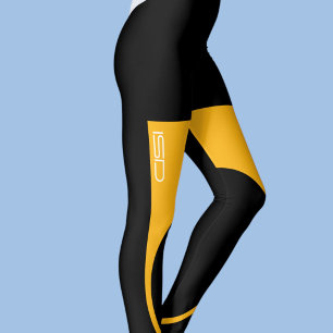 Leggings Vêtements de sport noir jaune ISD rétro pour le fi