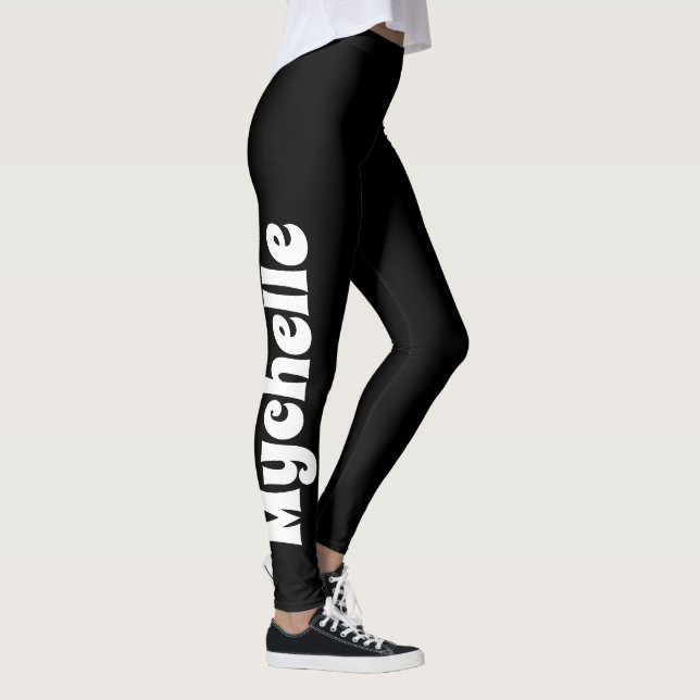 Leggings Vibe Noire Retro Yoga personnalisé & Pilates (Droite)