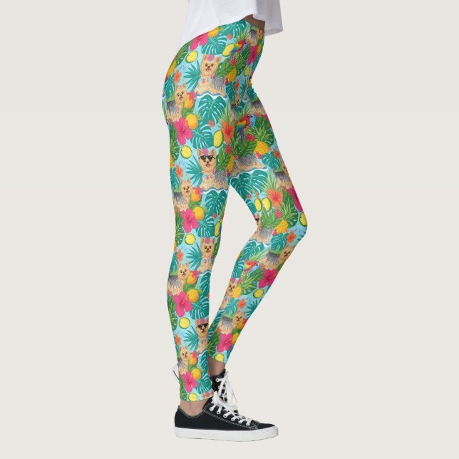 Leggings Vibes de plage tropicales pour Yorkshire Terrier (Droite)
