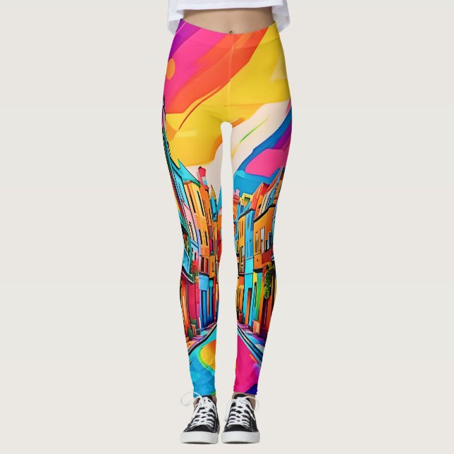 Leggings Vibes de rue colorées (Devant)
