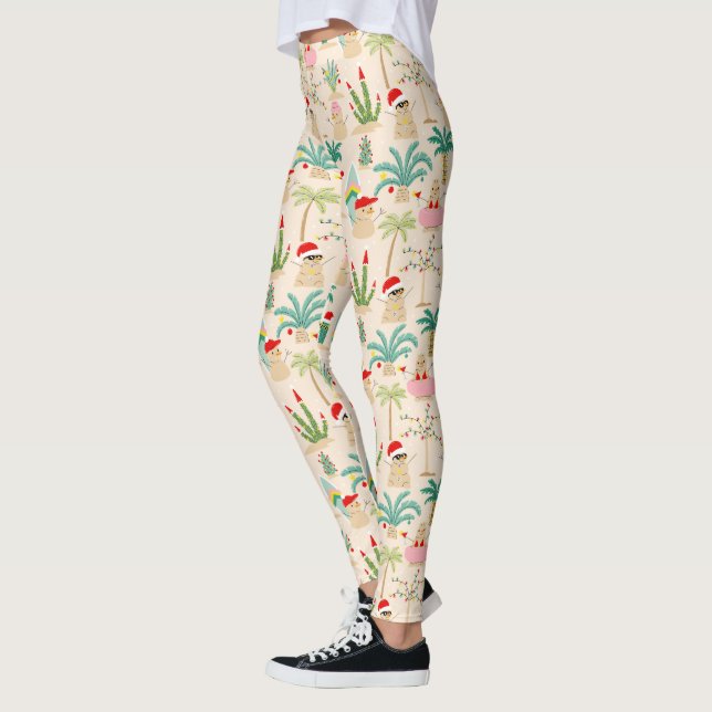 Leggings Vibes de vacances tropicales Motif de Noël (Gauche)