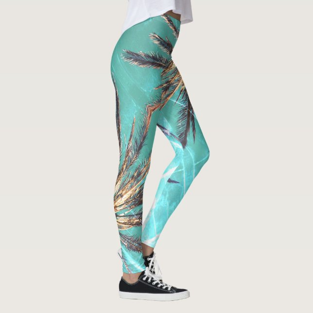 Leggings Vibes d'été Palm Tree Feuilles Pale Green (Droite)