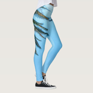 Leggings Vibes d'été Palm Tree Feuilles Pale Green