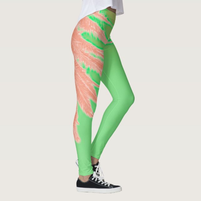 Leggings Vibes d'été Palm Tree Feuilles Pale Green (Droite)