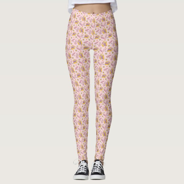 Leggings Vibes du lecteur de marguerite rose rétro (Devant)