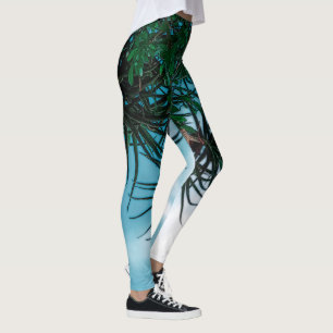Leggings Vibes été Palm Tree Cactus vert pâle