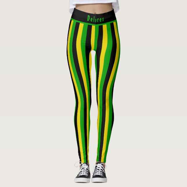 Leggings Vibes rayées de l'île jamaïcaine (Devant)