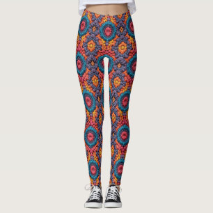 Leggings Vibes super Crochet Couleurs vives lumineuses Boho