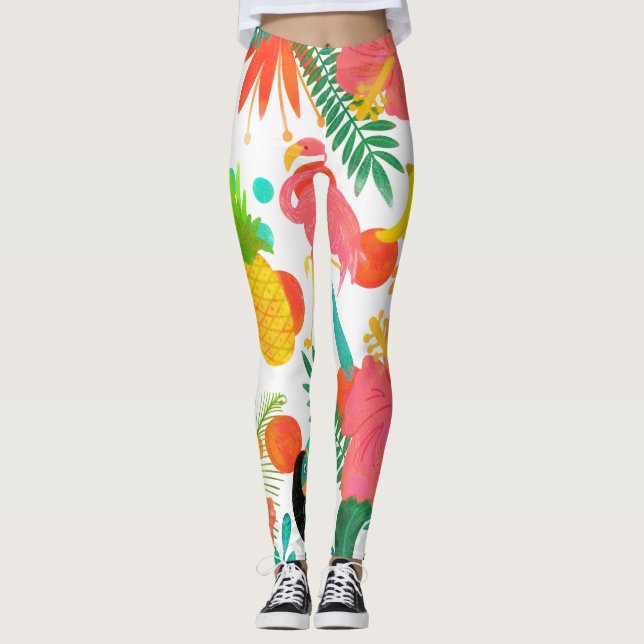 Leggings Vibes tropicales Floral Feuille Summer Chic (Devant)
