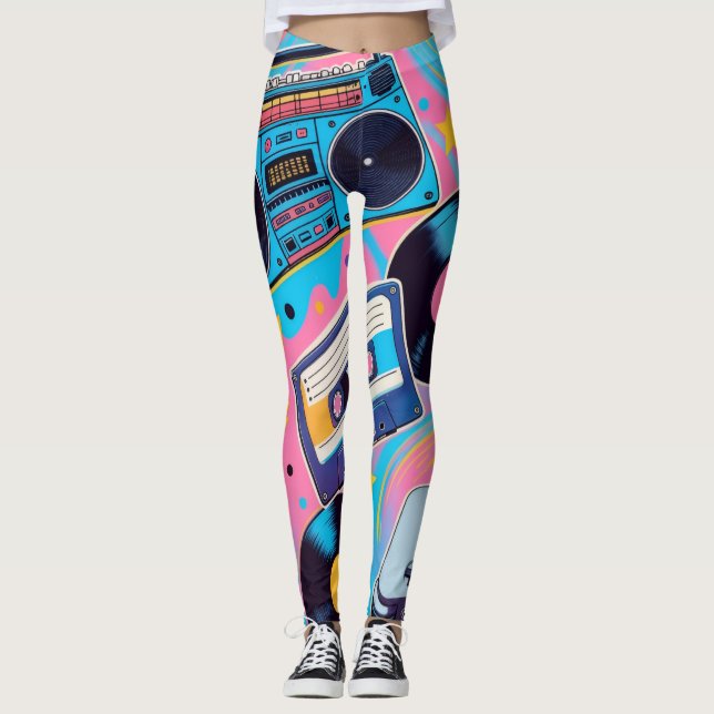 Leggings vibrant 90s pop culture-inspired design (Devant)