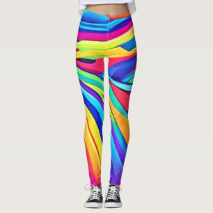 Leggings Vibrant Abstrait Color Wave Art