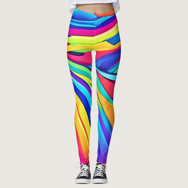 Leggings Vibrant Abstrait Color Wave Art (Devant)