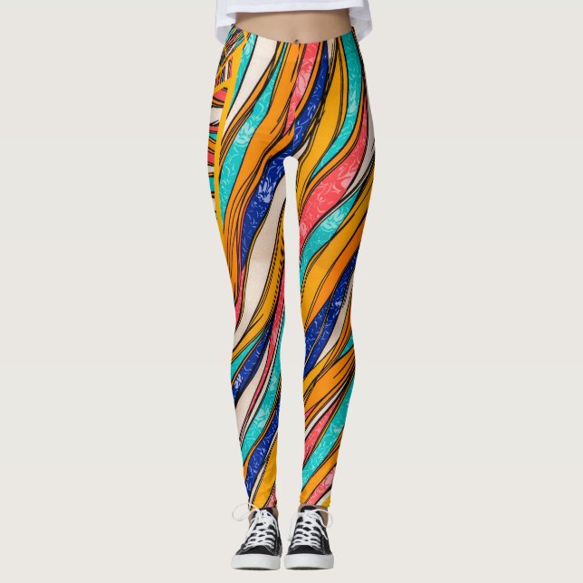 Leggings Vibrant Arc-en-ciel Motif fille des jambes (Devant)