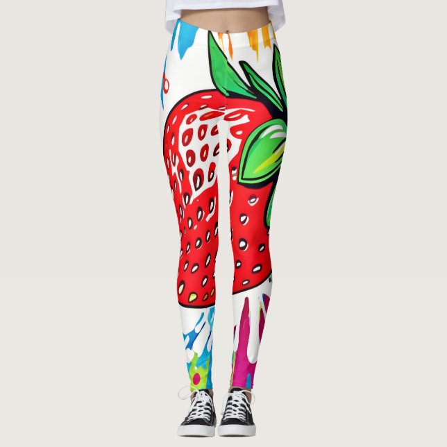 Leggings Vibrant Artwork de fraises (Devant)