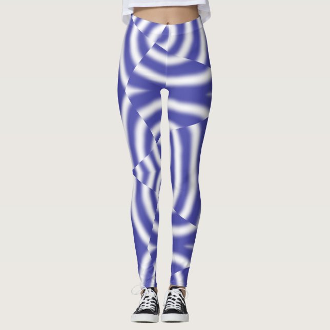 Leggings Vibrant bleu blanc classique "Ratti_Creative_Arts" (Devant)