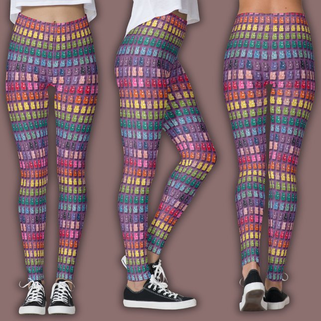 Leggings Vibrant Candy Pattern | Rainbow Gummy Bear (Créateur téléchargé)