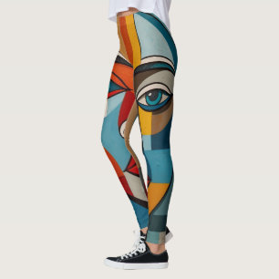 Leggings Vibrant coloré Abstrait peinture de visage