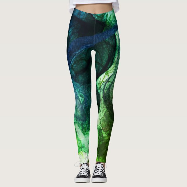 Leggings Vibrant coloré Vert moderne Abstrait (Devant)