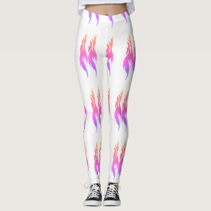 Leggings Vibrant Feu flamme rose imprimé couleur filles fem