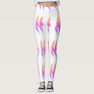 Leggings Vibrant Fire Flame Rose Imprimé Couleur Filles Fem