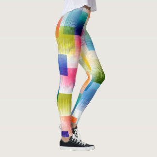 Leggings Vibrant Geometric Color Blocks with Soft Gradient 