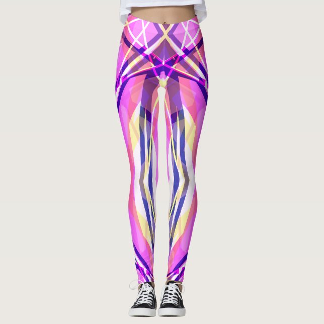 Leggings Vibrant Gras Rose Bleu Jaune Blanc Funky Gym (Devant)