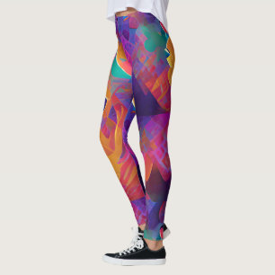 Leggings Vibrant multicolore belle fuchsia jaune violet
