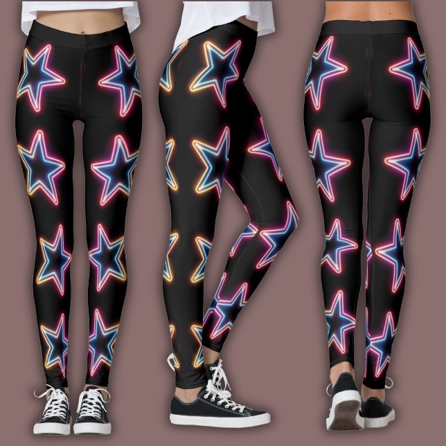Leggings Vibrant Neon Pattern | 80's Electric Star (Créateur téléchargé)
