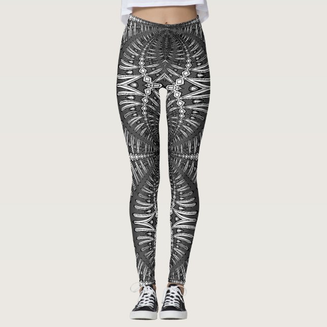Leggings Vibrant noir et blanc "Ratti_Creative_Arts" (Devant)