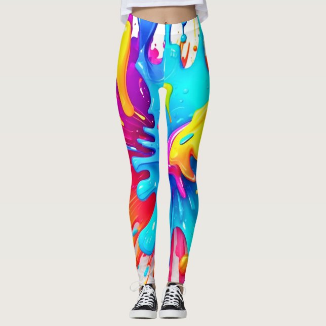 Leggings Vibrant Peinture néon art éclatant (Devant)