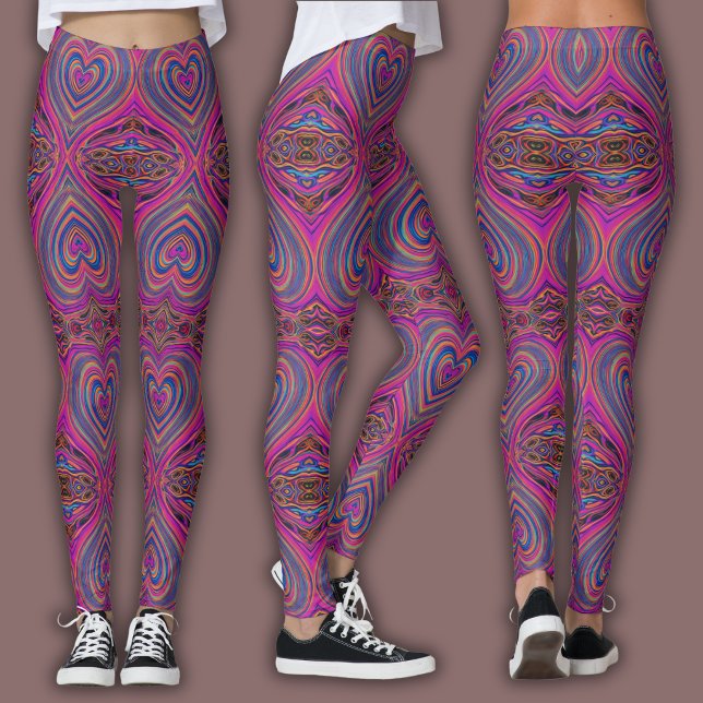 Leggings Vibrant Psychedelic Pattern | Trippy Magent/Blue (Créateur téléchargé)